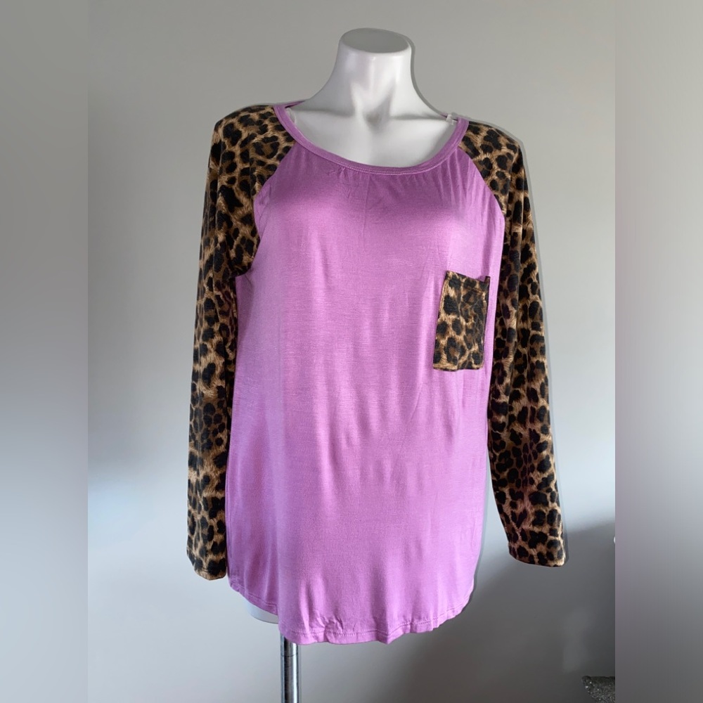 BiBi lavender and leopard print top